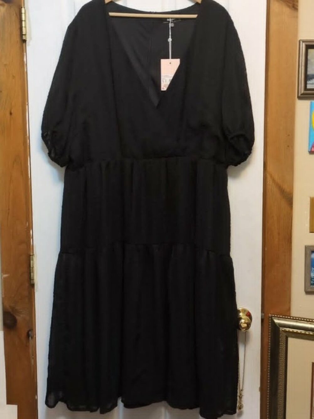 VNeck Puff Sleeve Dress Sz 22 Missguided Plus New Dark Cottagecore Romanticism